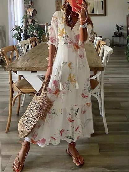 Serena | Maxi sukienka w stylu boho, podkreślająca sylwetkę